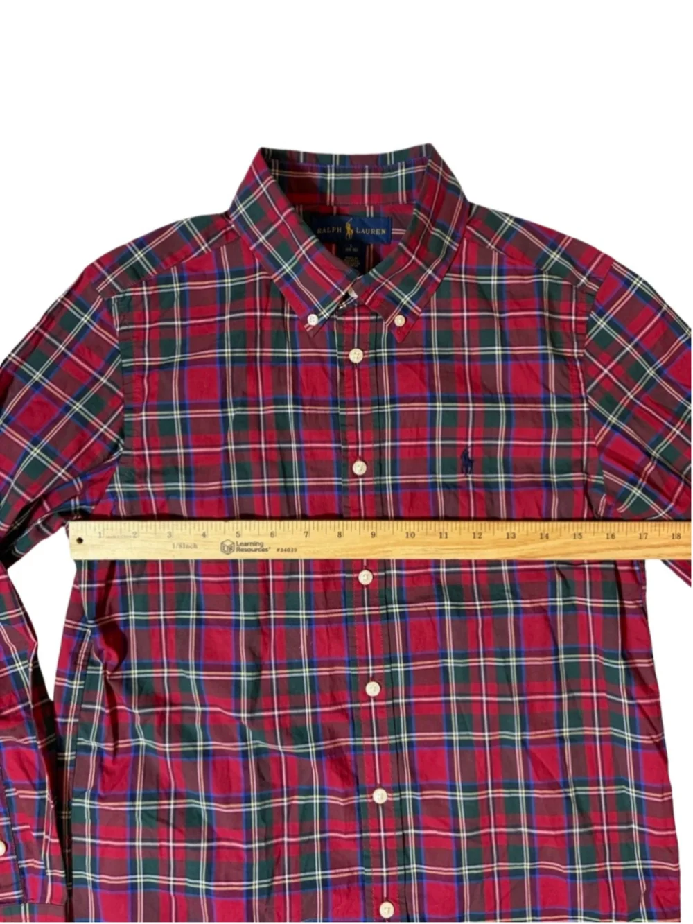 Ralph Lauren Kids Large 14-16 Red Tartan Plaid Button Down Shirt Preppy